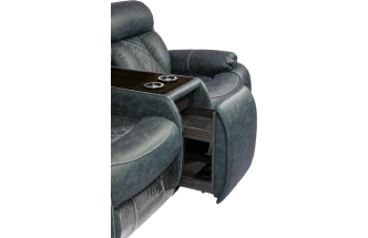 Диван прямой Азалия, электрореклайнер, двухместный, Стайл 22 / Эбен / Контрастная отстрочка