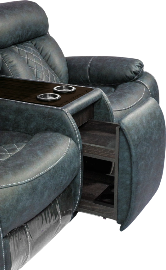 Диван прямой Азалия, электрореклайнер, двухместный, Стайл 22 / Эбен / Контрастная отстрочка