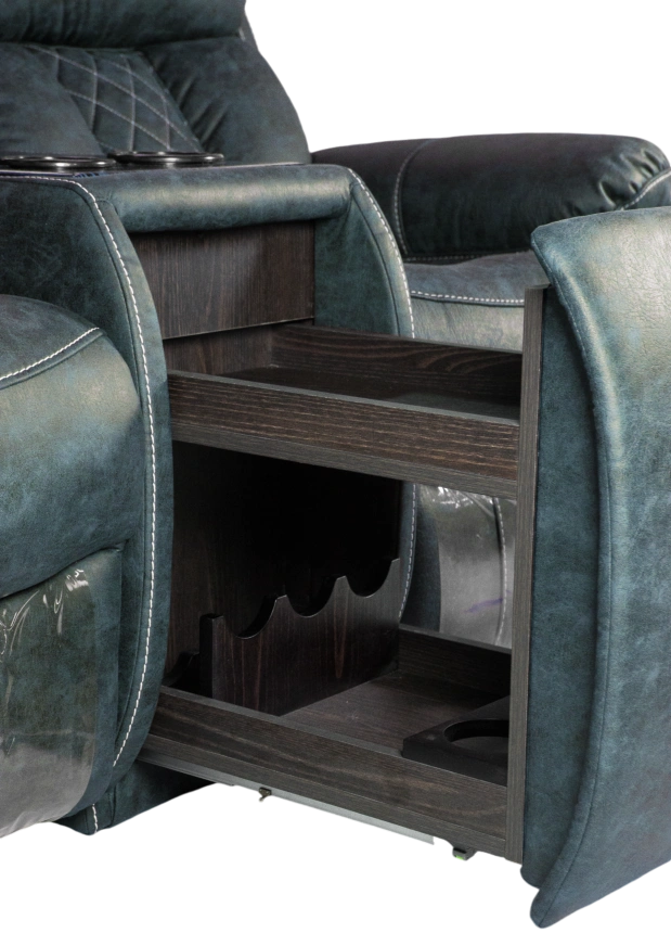 Диван прямой Азалия, электрореклайнер, двухместный, Стайл 22 / Эбен / Контрастная отстрочка