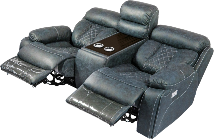 Диван прямой Азалия, электрореклайнер, двухместный, Стайл 22 / Эбен / Контрастная отстрочка