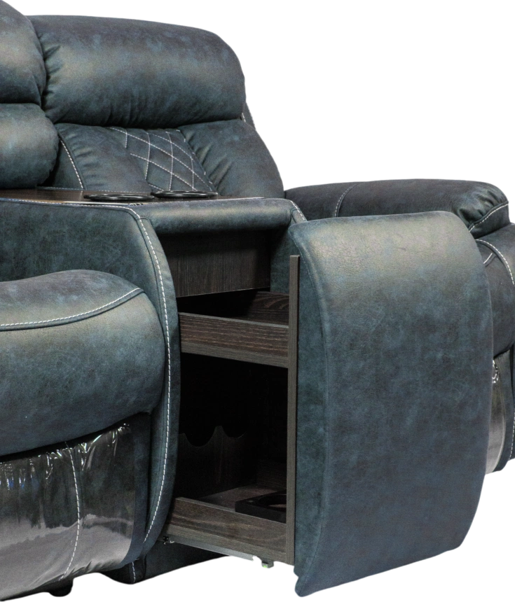 Диван прямой Азалия, электрореклайнер, двухместный, Стайл 22 / Эбен / Контрастная отстрочка