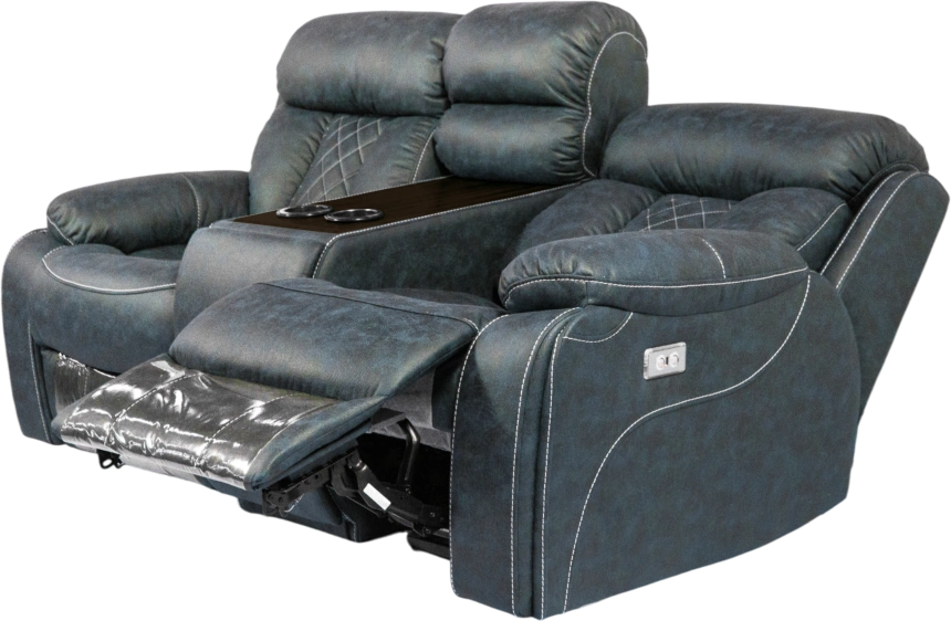 Диван прямой Азалия, электрореклайнер, двухместный, Стайл 22 / Эбен / Контрастная отстрочка