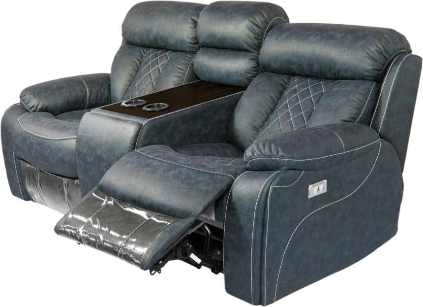 Диван прямой Азалия, электрореклайнер, двухместный, Стайл 22 / Эбен / Контрастная отстрочка