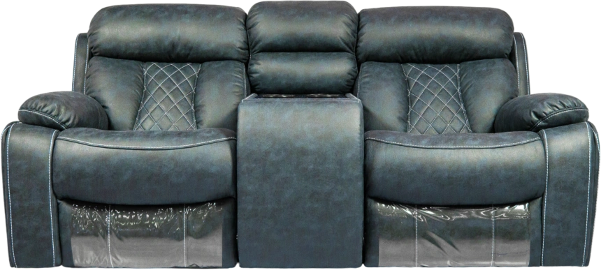 Диван прямой Азалия, электрореклайнер, двухместный, Стайл 22 / Эбен / Контрастная отстрочка