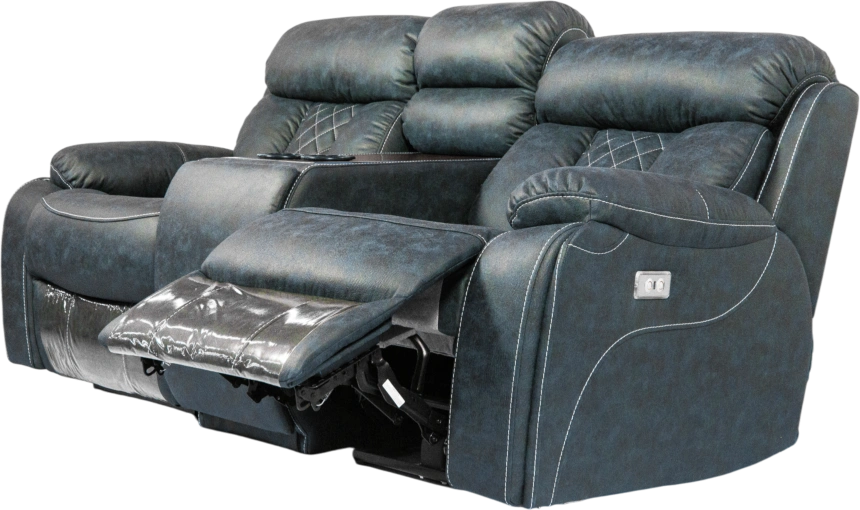 Диван прямой Азалия, электрореклайнер, двухместный, Стайл 22 / Эбен / Контрастная отстрочка