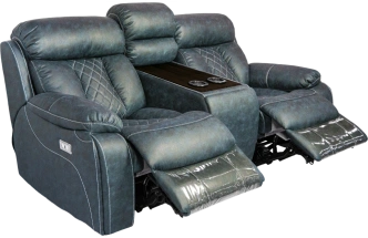 Диван прямой Азалия, электрореклайнер, двухместный, Стайл 22 / Эбен / Контрастная отстрочка