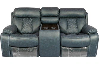 Диван прямой Азалия, электрореклайнер, двухместный, Стайл 22 / Эбен / Контрастная отстрочка