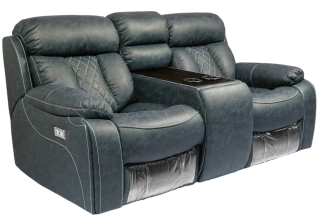 Диван прямой Азалия, электрореклайнер, двухместный, Стайл 22 / Эбен / Контрастная отстрочка