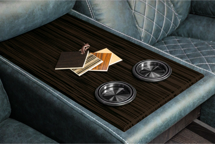 Диван прямой Азалия, электрореклайнер, двухместный, Стайл 22 / Эбен / Контрастная отстрочка