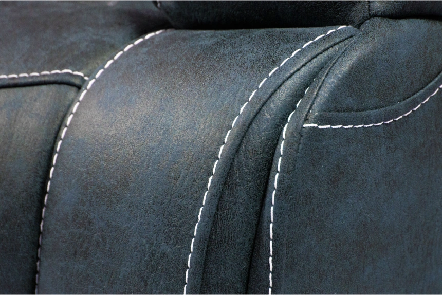 Диван прямой Азалия, электрореклайнер, двухместный, Стайл 22 / Эбен / Контрастная отстрочка