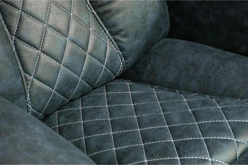 Диван прямой Азалия, электрореклайнер, двухместный, Стайл 22 / Эбен / Контрастная отстрочка