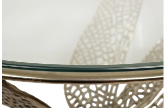 Журнальный стол Стрекоза, 84x84x44, стекло, прозрачный / золото