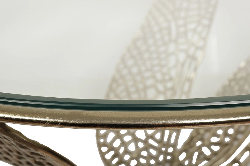 Журнальный стол Стрекоза, 84x84x44, стекло, прозрачный / золото
