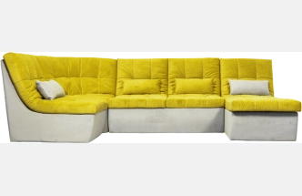 Диван угловой София 2, ткань Catania lemon, Catania smoke, с задней тканью  