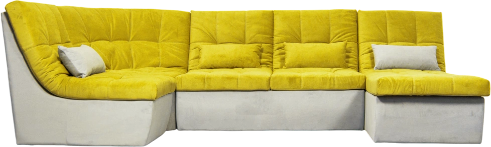 Диван угловой София 2, ткань Catania lemon, Catania smoke, с задней тканью