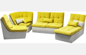 Диван угловой София 2, ткань Catania lemon, Catania smoke, с задней тканью  