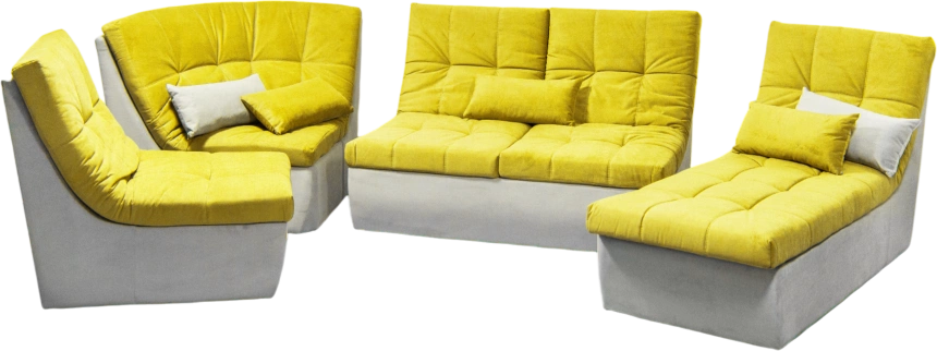Диван угловой София 2, ткань Catania lemon, Catania smoke, с задней тканью  