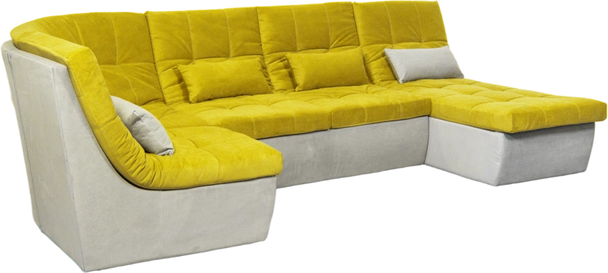 Диван угловой София 2, ткань Catania lemon, Catania smoke, с задней тканью  