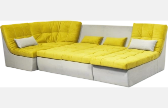 Диван угловой София 2, ткань Catania lemon, Catania smoke, с задней тканью  