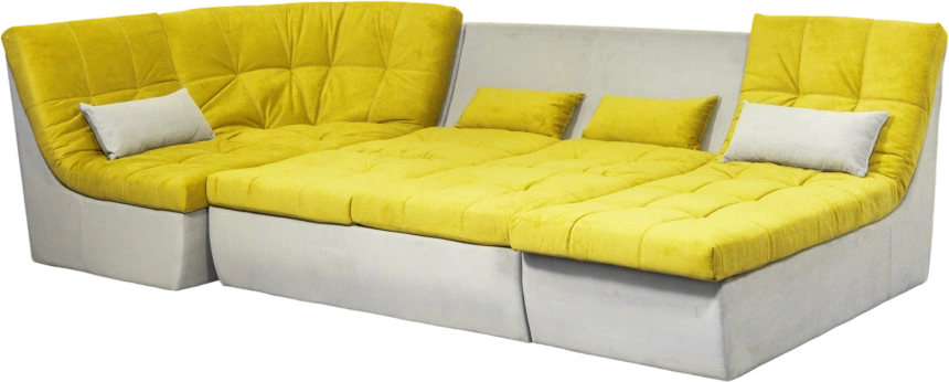 Диван угловой София 2, ткань Catania lemon, Catania smoke, с задней тканью  