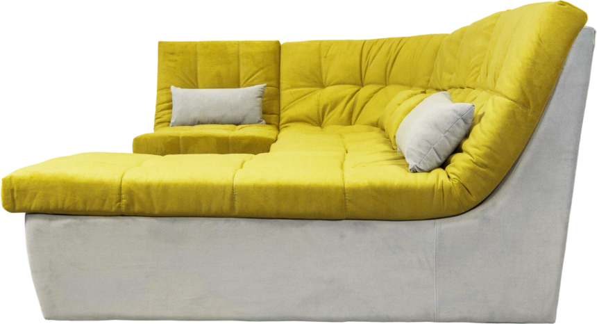 Диван угловой София 2, ткань Catania lemon, Catania smoke, с задней тканью  