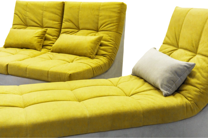 Диван угловой София 2, ткань Catania lemon, Catania smoke, с задней тканью  
