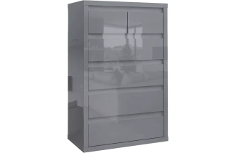 Комод Норден, с шестью ящиками, Серый глянец