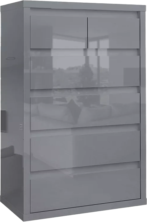 Комод Норден, с шестью ящиками, Серый глянец