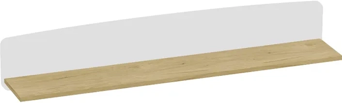 Полка навесная Калгари, открытая, дуб светлый / белый матовый
