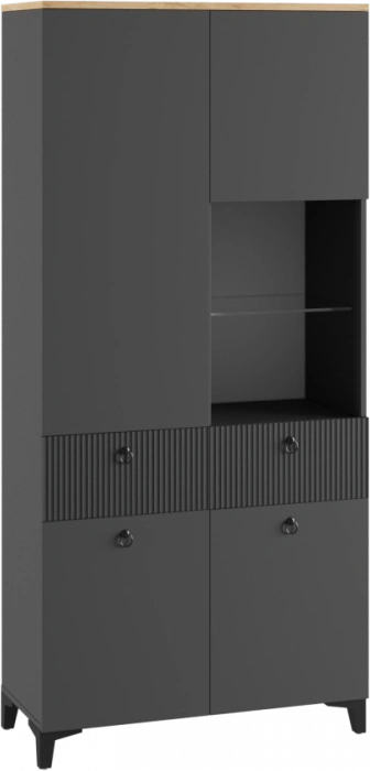 Шкаф-витрина Ника, эйхория QR-17 / графит / дуб делано