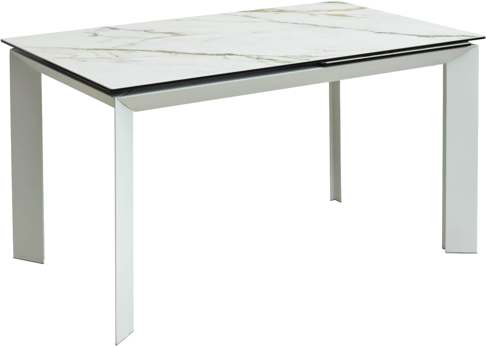 Кухонный стол раздвижной Cremona 160, KL-188 Контрастный мрамор, белый каркас