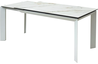 Кухонный стол раздвижной Cremona 160, KL-188 Контрастный мрамор, белый каркас