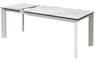 Кухонный стол раздвижной Cremona 160, KL-188 Контрастный мрамор, белый каркас