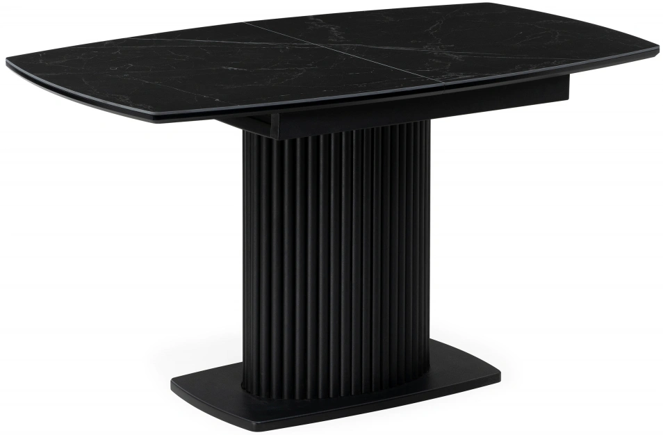 Обеденный кухонный раздвижной стол Фестер, 140(180)х80, черный мрамор / черный
