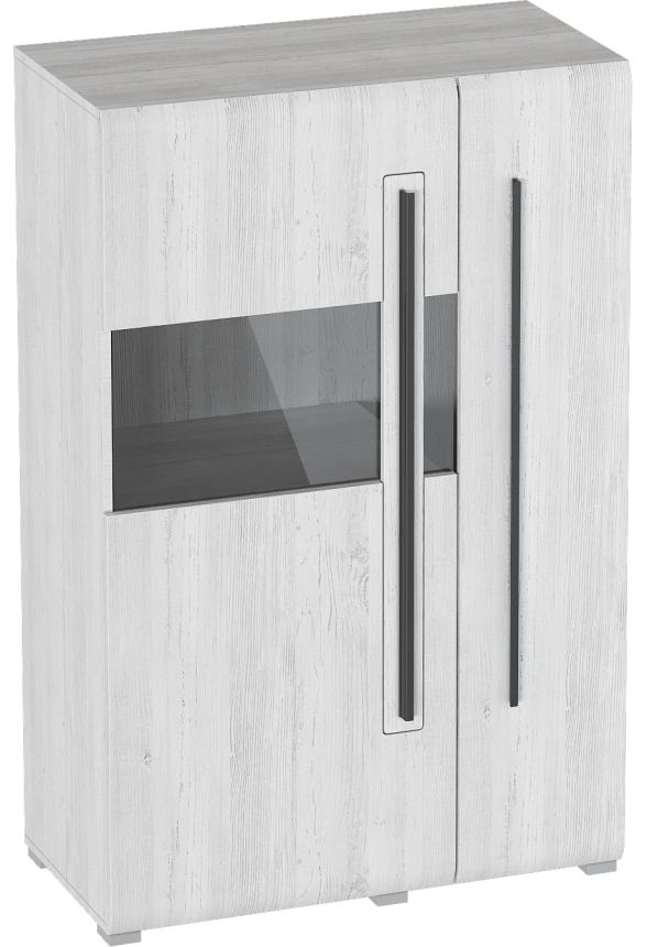 Шкаф-витрина двухдверный Ницца, с полками, дуб винтерберг