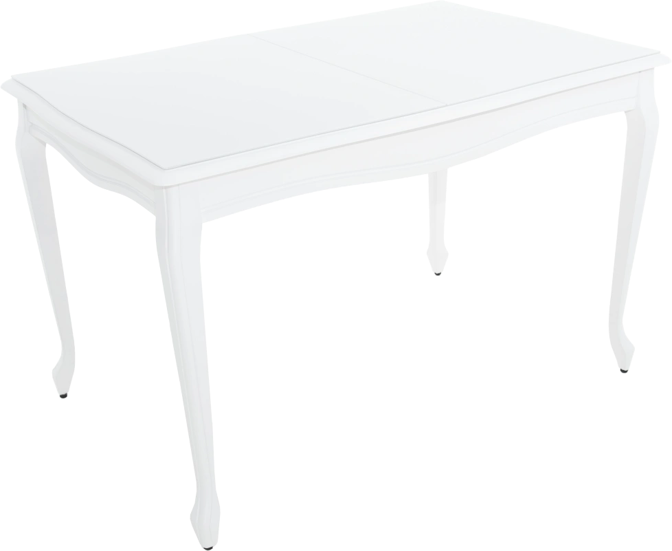 Кухонный стол Кабриоль 120, Glass белый, стекло, каркас эмаль белая