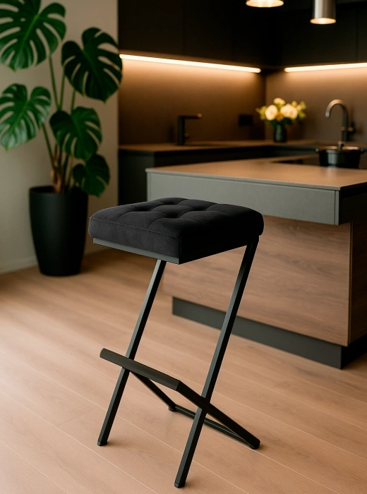 Полубарный табурет Амаури, катания блэк / черный матовый