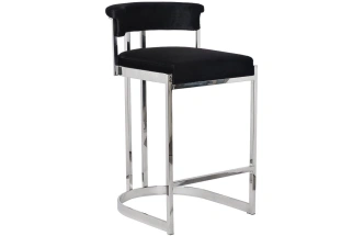 Барный стул GY-B8216-BL, велюр, черный / хром