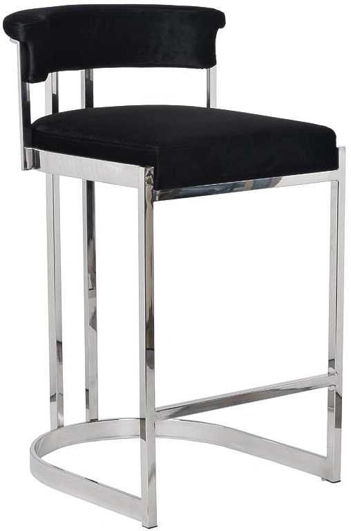 Барный стул GY-B8216-BL, велюр, черный / хром