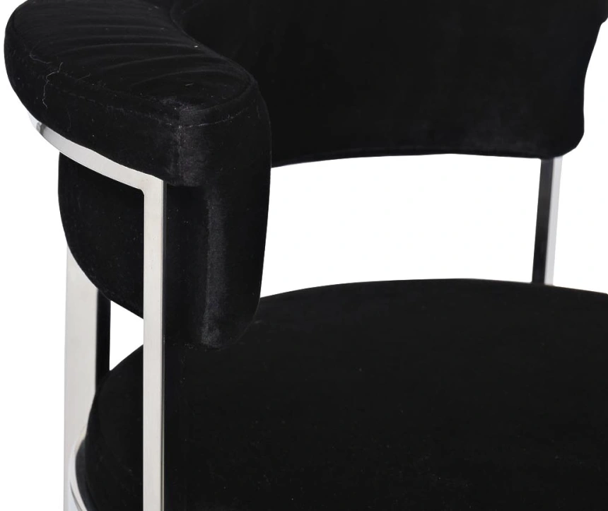 Барный стул GY-B8216-BL, велюр, черный / хром