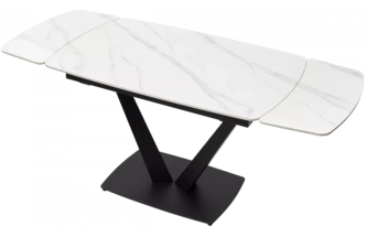 Кухонный стол раздвижной Alatri 120, Matt White Marble Solid Ceramic, Black