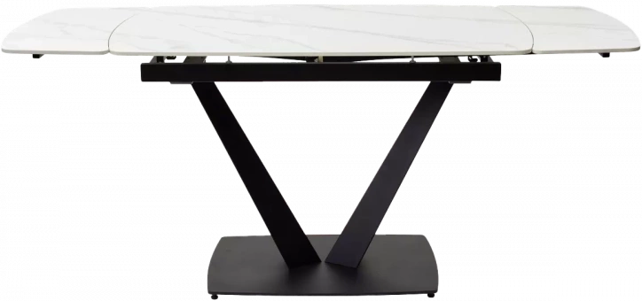 Кухонный стол раздвижной Alatri 120, Matt White Marble Solid Ceramic, Black