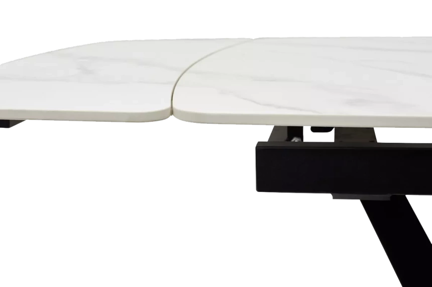 Кухонный стол раздвижной Alatri 120, Matt White Marble Solid Ceramic, Black