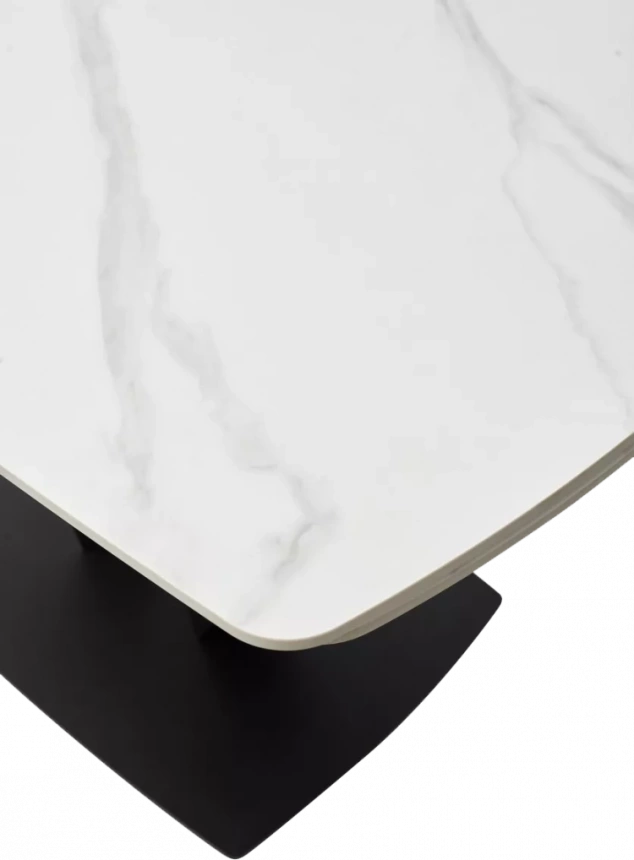 Кухонный стол раздвижной Alatri 120, Matt White Marble Solid Ceramic, Black