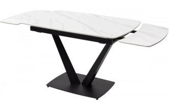 Кухонный стол раздвижной Alatri 120, Matt White Marble Solid Ceramic, Black