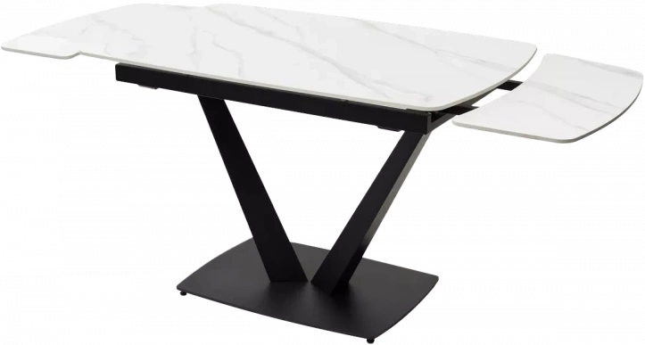 Кухонный стол раздвижной Alatri 120, Matt White Marble Solid Ceramic, Black