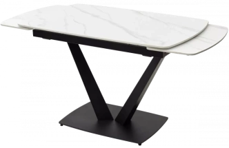 Кухонный стол раздвижной Alatri 120, Matt White Marble Solid Ceramic, Black