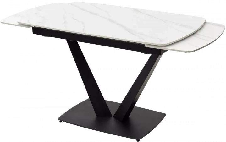 Кухонный стол раздвижной Alatri 120, Matt White Marble Solid Ceramic, Black