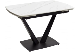 Кухонный стол раздвижной Alatri 120, Matt White Marble Solid Ceramic, Black
