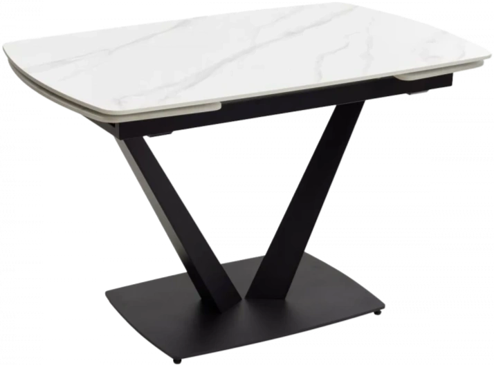 Кухонный стол раздвижной Alatri 120, Matt White Marble Solid Ceramic, Black
